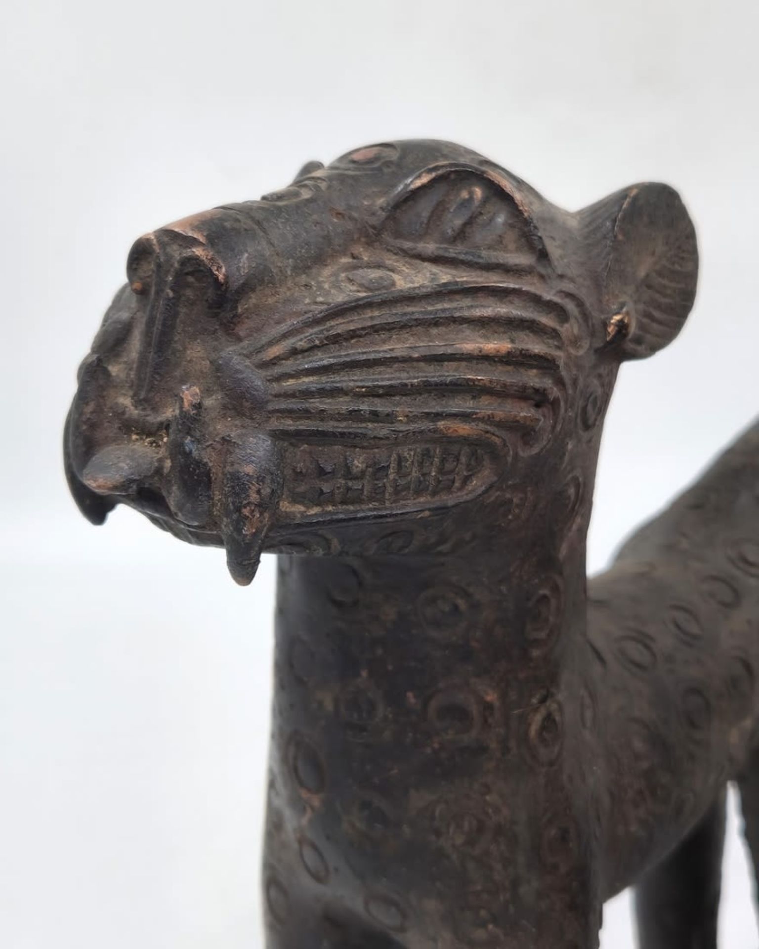 A pair of antique African statues, around hundred years old, in the form of panthers, made in ' - Image 8 of 8