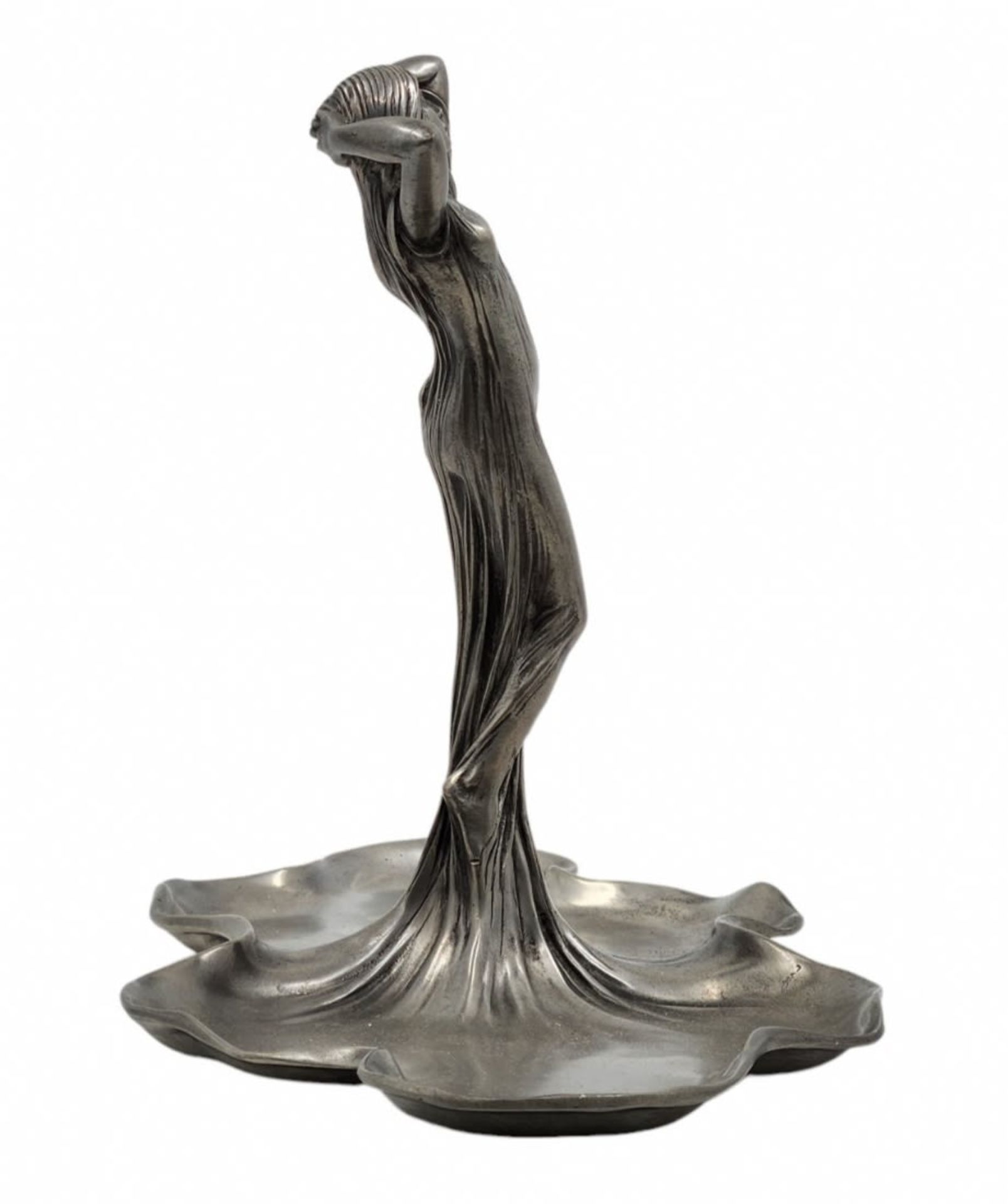 Table centerpiece in Art Nouveau style, made of pewter, signed, Total height: 23 cm, Length: 35 - Bild 3 aus 7
