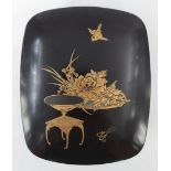 An antique Japanese desk box made of Japanese lacquer, the interior is decorated with Maki-e