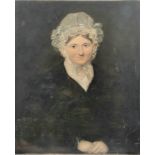 'Portrait of a woman dressed in black' - unsigned, artist unknown, antique painting from the 19th