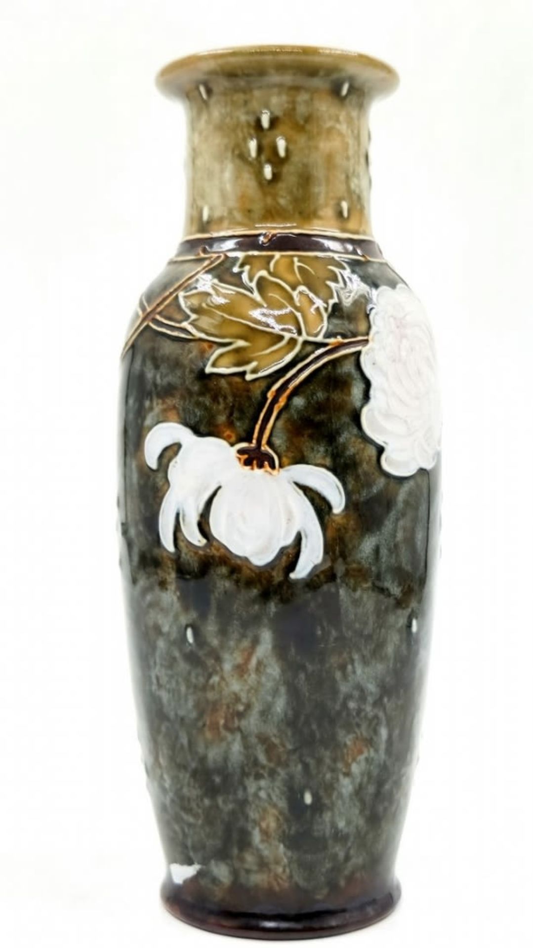 Antique English ceramic vase, made by 'Royal Doulton' , decorated and signed, more than a century
