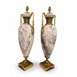 A pair of antique French vases from the second half of the 19th century, made of purple marble (