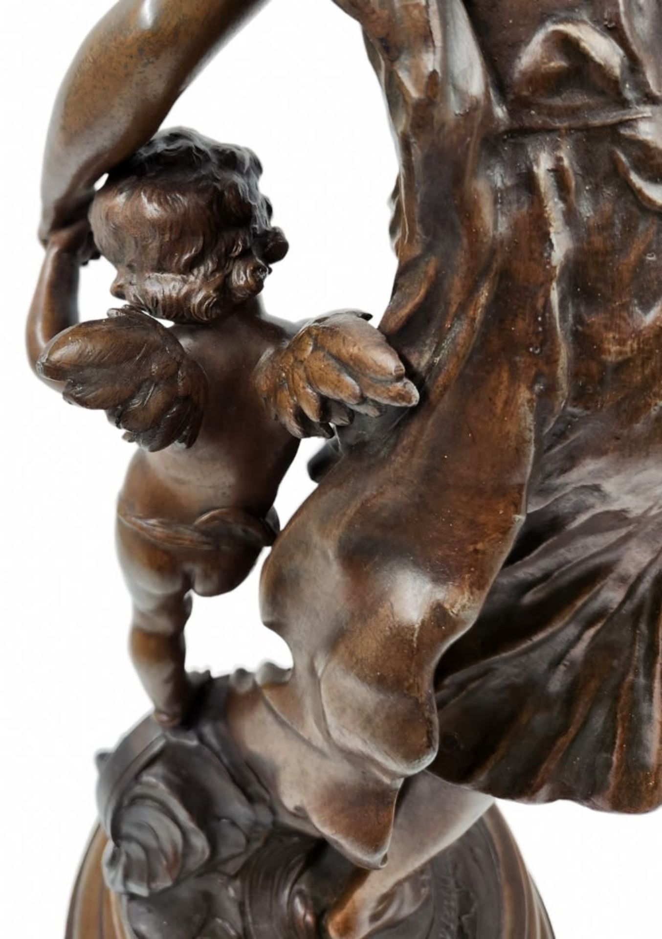 Auguste Moreau (French 1834-1917) - 'Fortuna and Cupid', an antique French sculpture from the last - Bild 7 aus 13