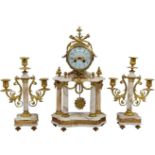 An antique and impressive French Garniture set from the 19th century, which includes a mantel