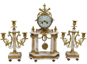 An antique and impressive French Garniture set from the 19th century, which includes a mantel