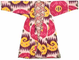 An antique 'Chapan' robe, more than a century old, made of Ikat Fabric Robe, Uzbekistan, late 19th