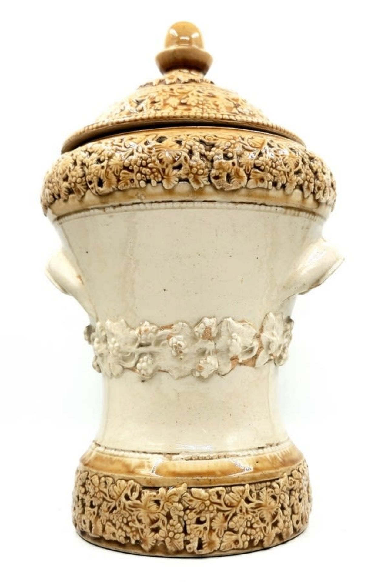 Antique English water tank from the 19th century, made of ceramic, cork stopper and metal faucet, - Image 5 of 11