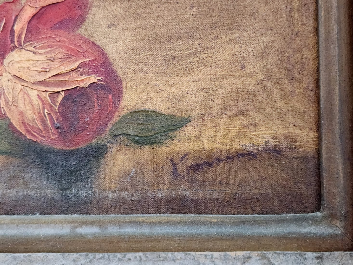 'Still life with a vase of flowers and a book' - antique European painting, oil on canvas, unsigned, - Image 4 of 8