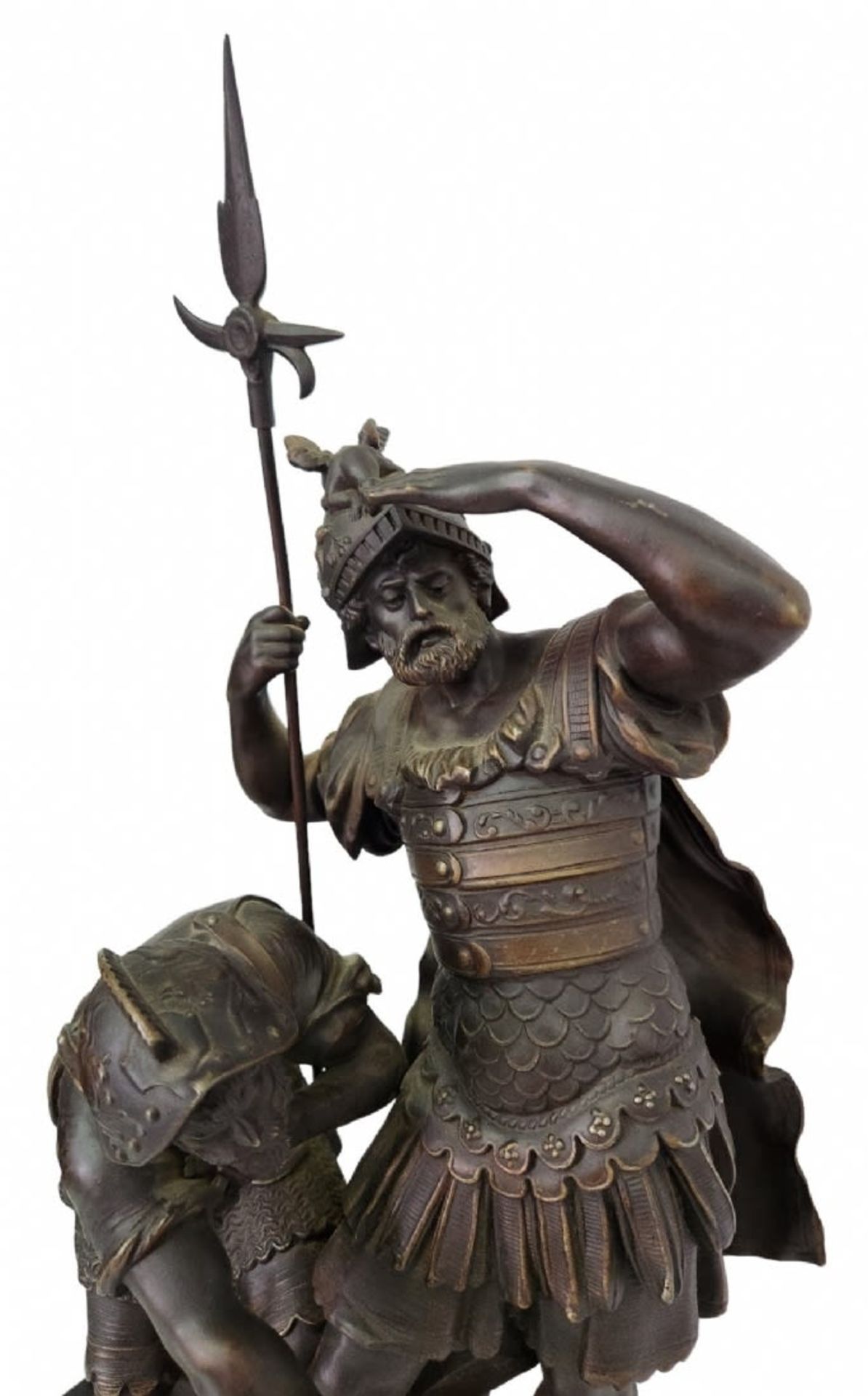 Large antique French mantel clock, magnificent and particularly impressive, made of Spelter, the - Image 7 of 24