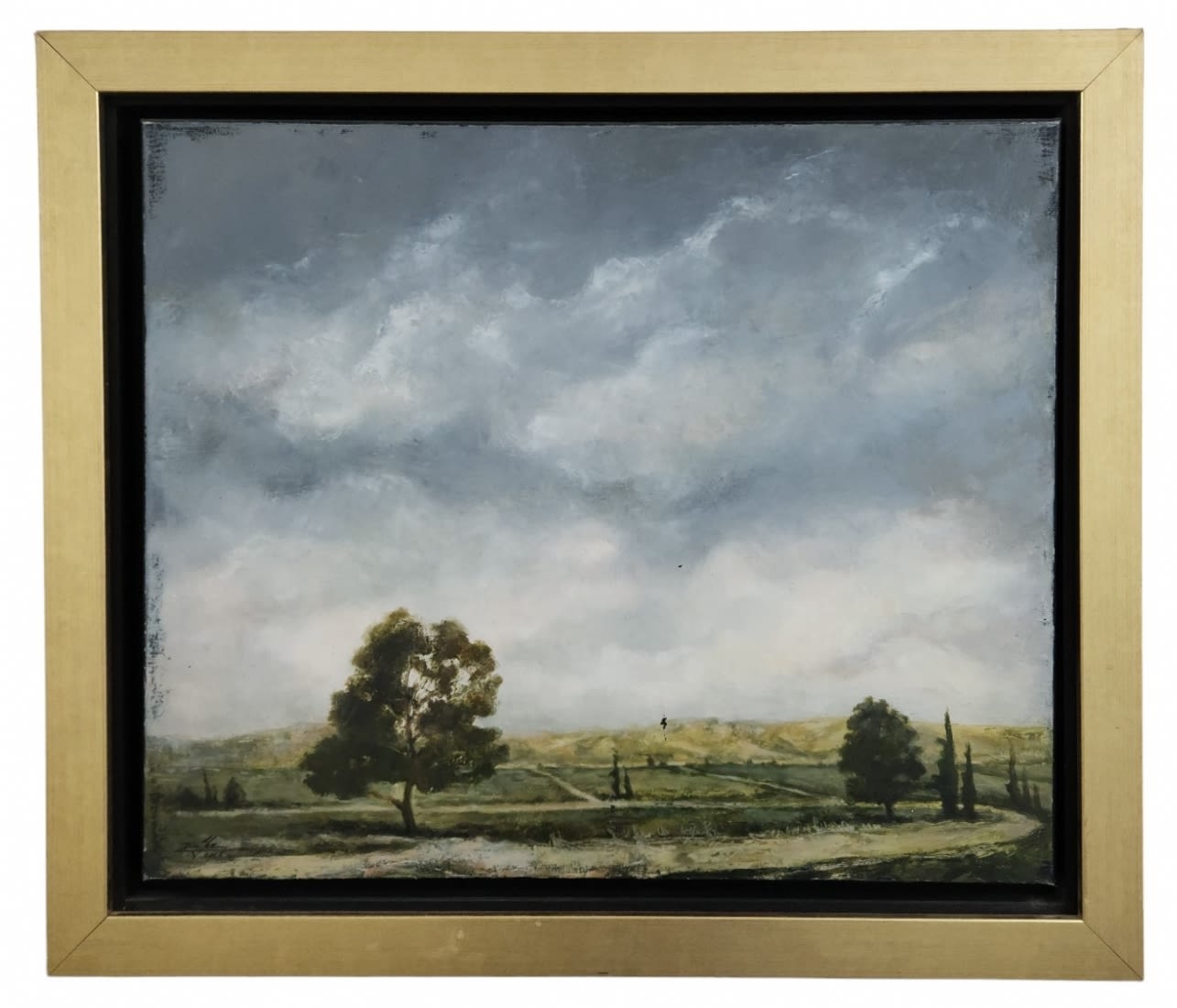 'Landscape of sky and trees' - Dim Yuz, oil on canvas, also signed on the back of the painting, - Image 2 of 5