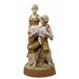 Antique Czech porcelain statue made by 'Royal Dux', signed, decorated with hand painting, from the