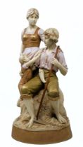 Antique Czech porcelain statue made by 'Royal Dux', signed, decorated with hand painting, from the