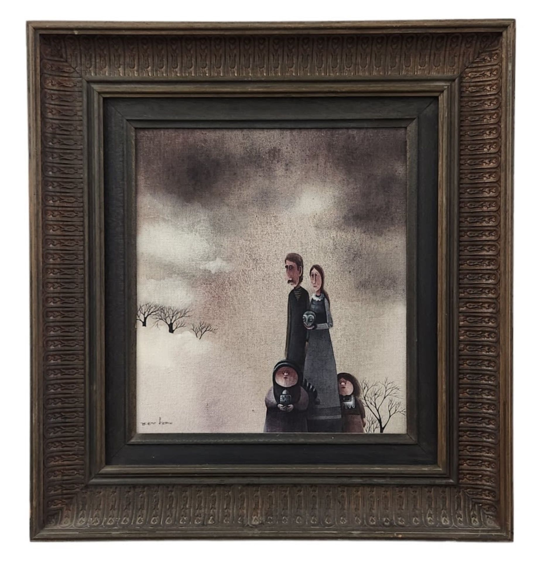 'Family in the snow' - Avigail Yoresh, oil on French canvas, signed and dated 1975, Dimensions: 28. - Bild 2 aus 3