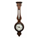 Antique French barometer, for hanging on the wall, made of wood and glass, Width: 27 cm, Height: