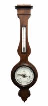 Antique French barometer, for hanging on the wall, made of wood and glass, Width: 27 cm, Height: