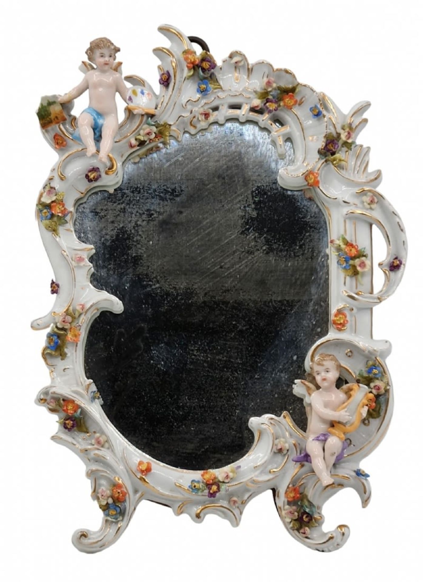 Antique German table mirror, high quality and beautiful, from the 19th century, made of porcelain - Bild 2 aus 7