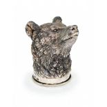 A Bear's Head Sterling Silver Cup, signed, gilded inside, Weight: 132 grams, Width: 7 cm, Height: