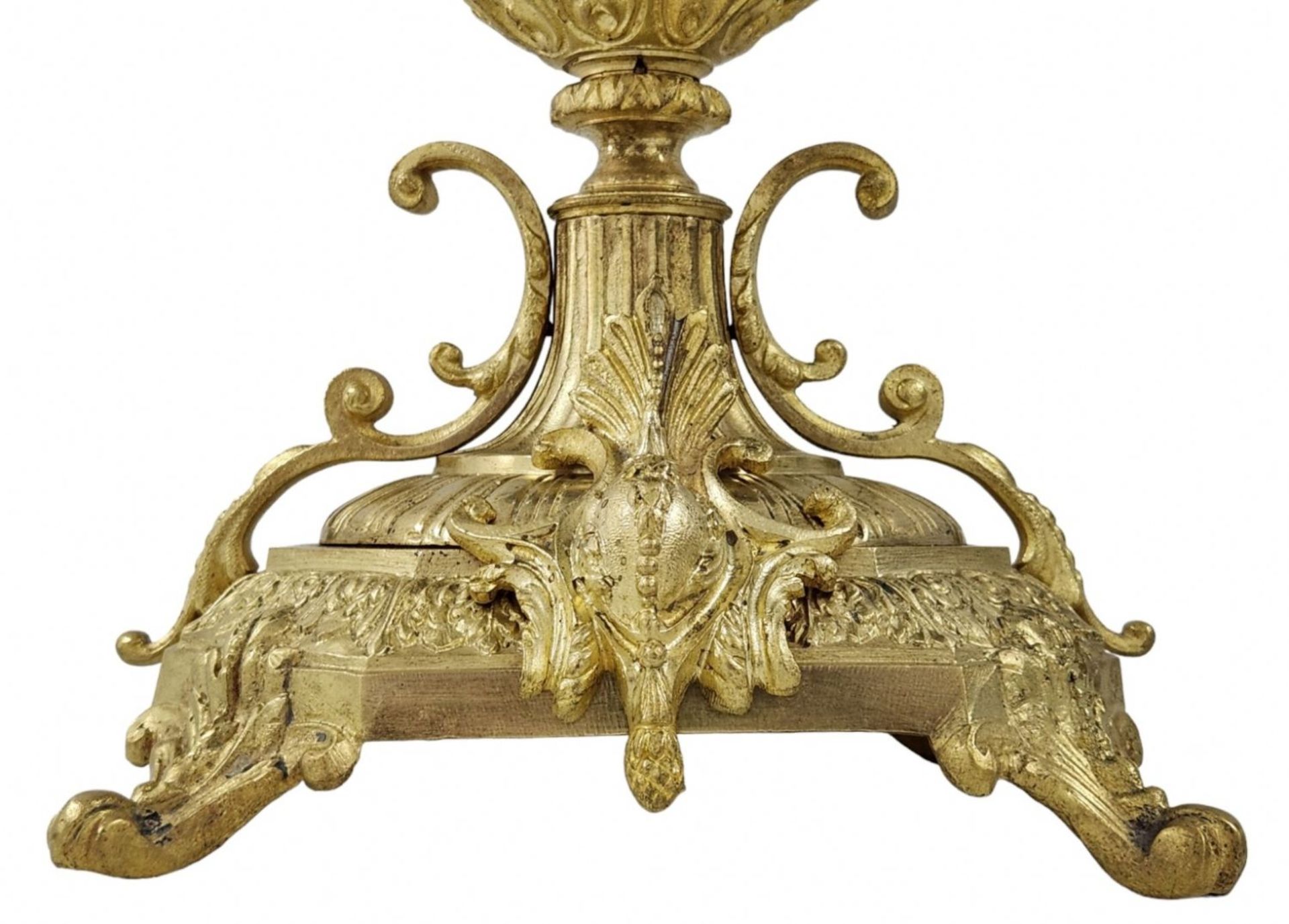 Antique French Garniture, impressively large and luxurious, includes a mantle clock and a pair of - Image 10 of 10