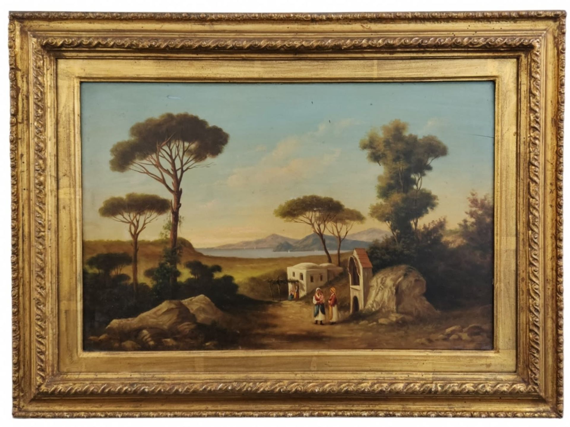 'Countrywomen on the road' , unsigned, antique European painting, unknown artist , oil on panel, - Bild 2 aus 2