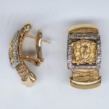 A pair of gold earrings made of 14 carat yellow gold, signed, Weight: 12.16 grams in total, Width: