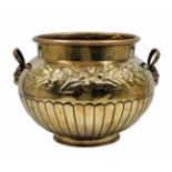Pot (Jardiniere) , antique, English, from the 19th century (Victorian), made of brass, Width