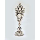 Silver cup and matching lid, made of 'sterling' silver (925), signed: 'A.N 1988', Weight: 453 grams,