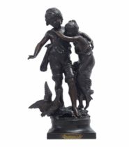 Auguste Moreau (French 1834-1917) - 'Protection' - antique French sculpture, from the last quarter