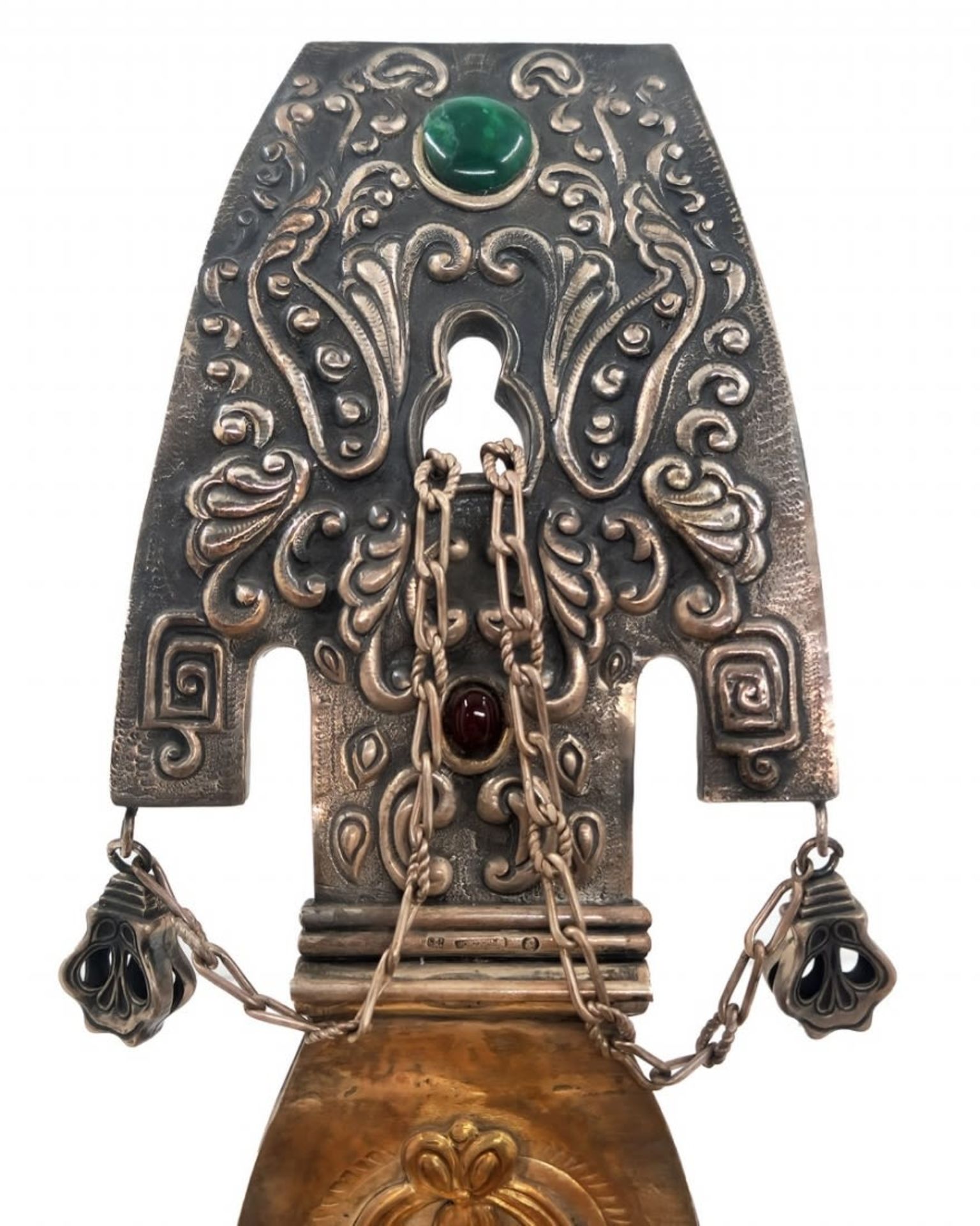 A high-quality and impressive Kovsh, made of silver, decorated with enamel and signed, Total weight: - Bild 7 aus 8