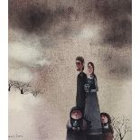 'Family in the snow' - Avigail Yoresh, oil on French canvas, signed and dated 1975, Dimensions: 28.