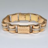 Heavy and high-quality retro bracelet, 18k yellow gold, signed, white gold ornaments, Weight: 48.