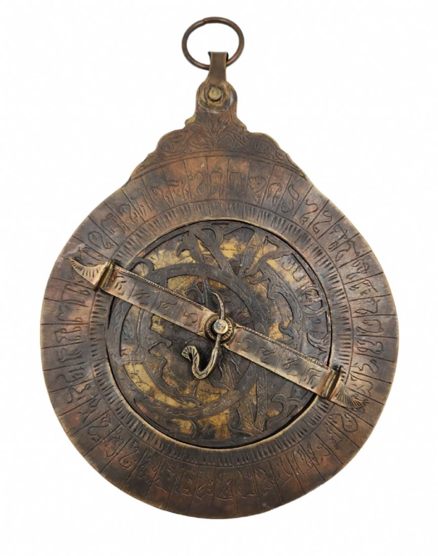 Astrolabe - Islamic Persian, made of brass, decorated with calligraphic engravings, end of the