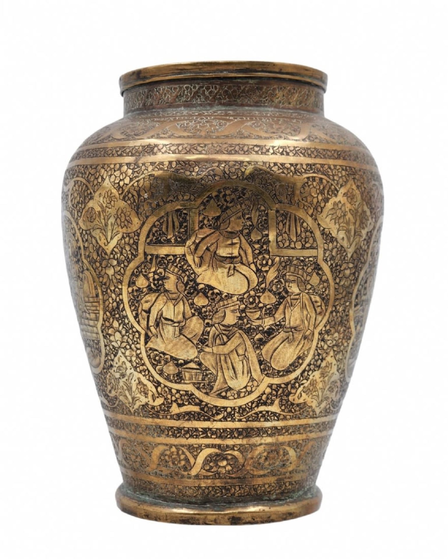 An antique Persian Hindu Urn, beautiful and especially high-quality 19th century urn, made of brass,