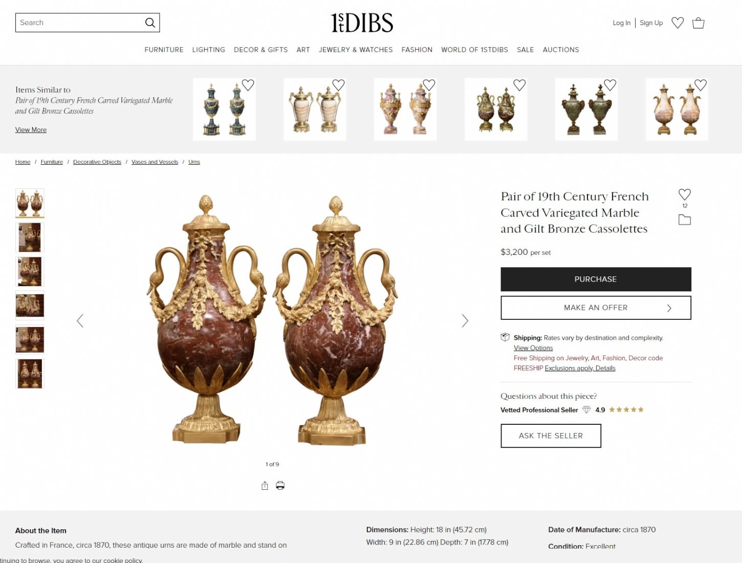 A pair of heavy and impressive French vases in the Louis XVI style, made of natural marble and - Image 12 of 14