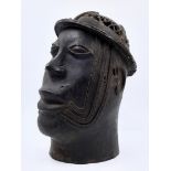 A man's head - bronze 'Benin' sculpture, from the first third of the twentieth century, Width: 22