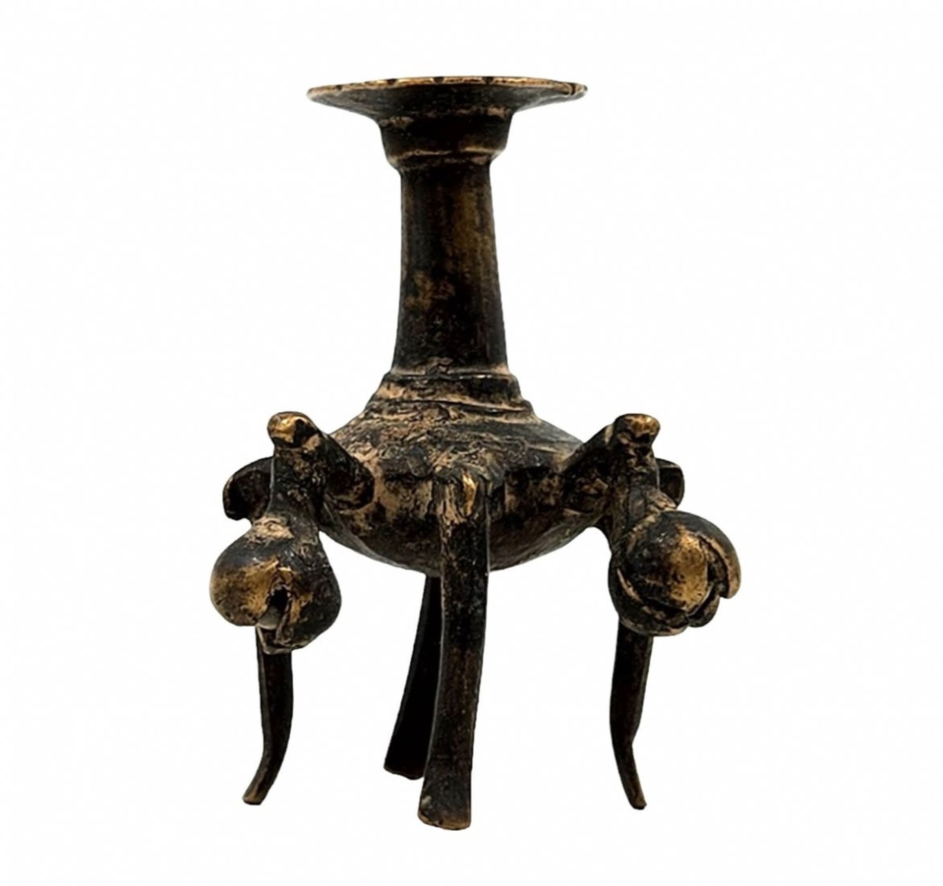 An antique Indian vessel for cosmetics, made of bronze, 18th century, some of the bells are