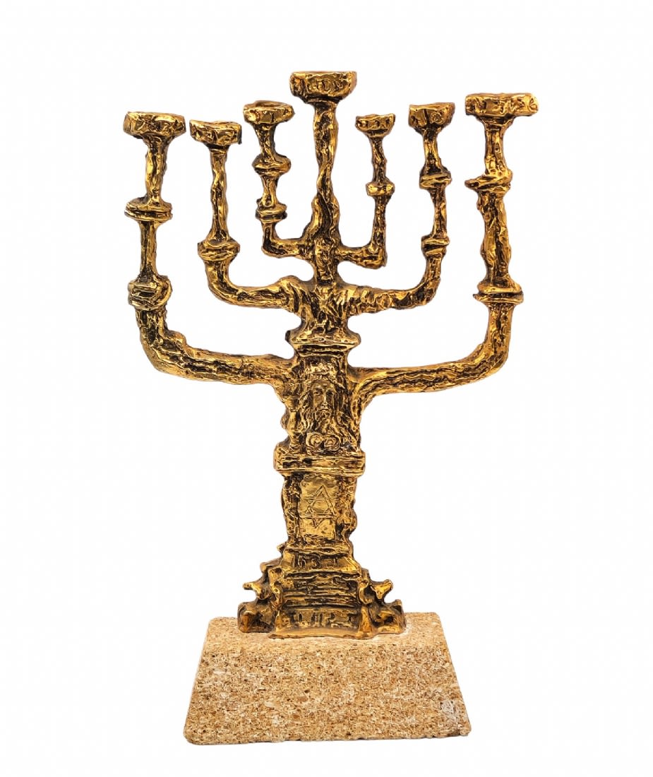 Salvador Dali - Menorah made of gold plated bronze, stone base, signed and numbered: 155/300, Height - Image 2 of 6