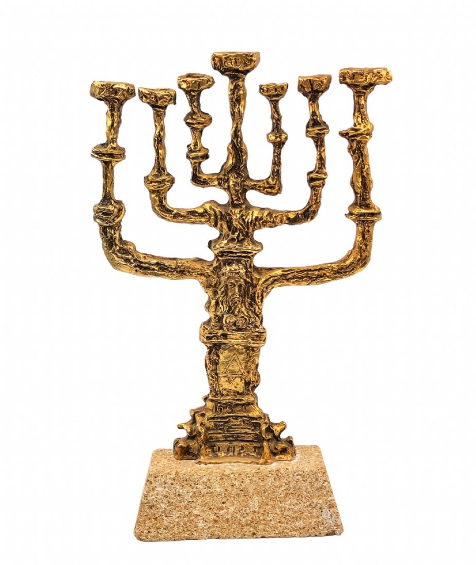 Salvador Dali - Menorah made of gold plated bronze, stone base, signed and numbered: 155/300, Height - Bild 2 aus 6