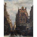 Springer Cornelis- 'Figures on the street of Amsterdam' - Dutch painter 1817-1891, 19th century, oil