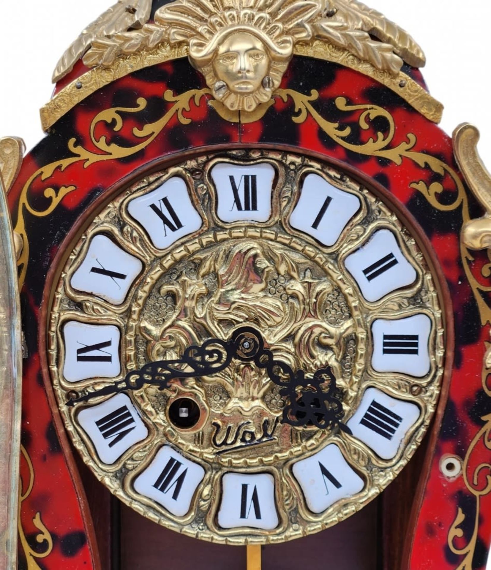 Antique French Bracket Clock, in the style of Andre Charles Boulle and a matching shelf (Wall - Image 10 of 13