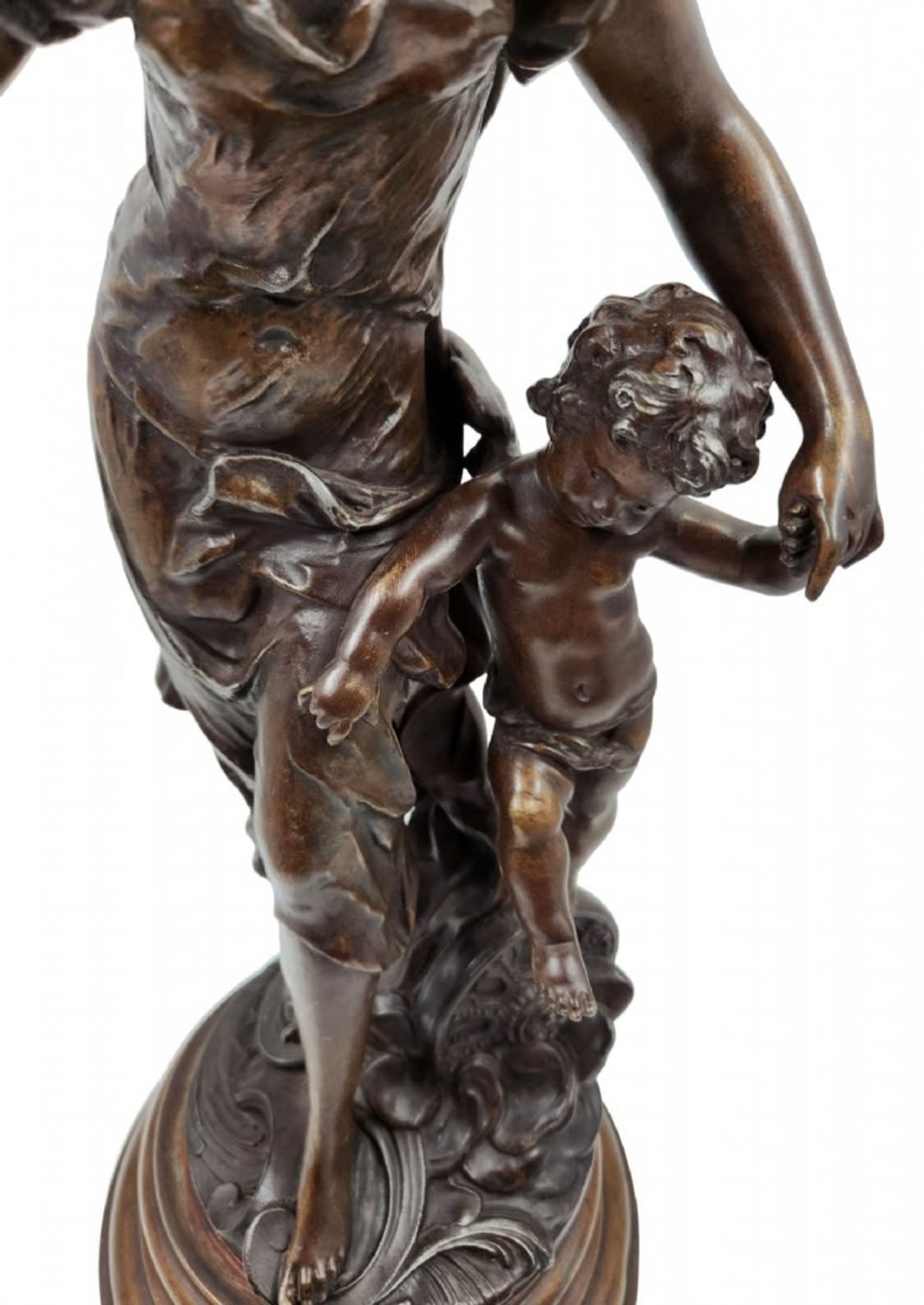 Auguste Moreau (French 1834-1917) - 'Fortuna and Cupid', an antique French sculpture from the last - Bild 6 aus 13