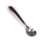 Mexican serving spoon made of sterling silver (925), signed, wooden handle, Total length: 29 cm,
