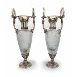 A pair of high and luxurious vases, made of polished crystal and 'sterling' silver, signed: 'A.N
