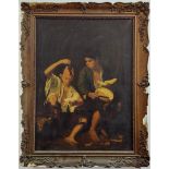 'Two beggar children eating fruit' - antique painting, based on Bartolomé Esteban Muri, oil on