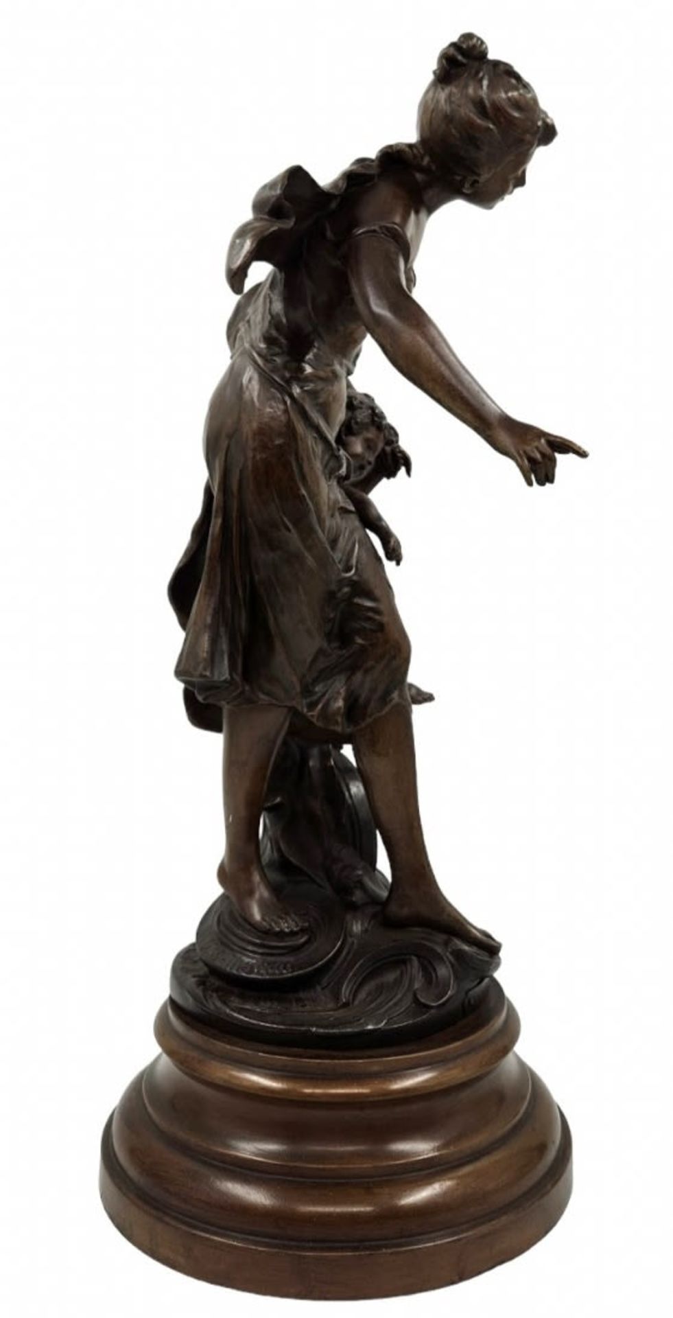 Auguste Moreau (French 1834-1917) - 'Fortuna and Cupid', an antique French sculpture from the last - Bild 4 aus 13