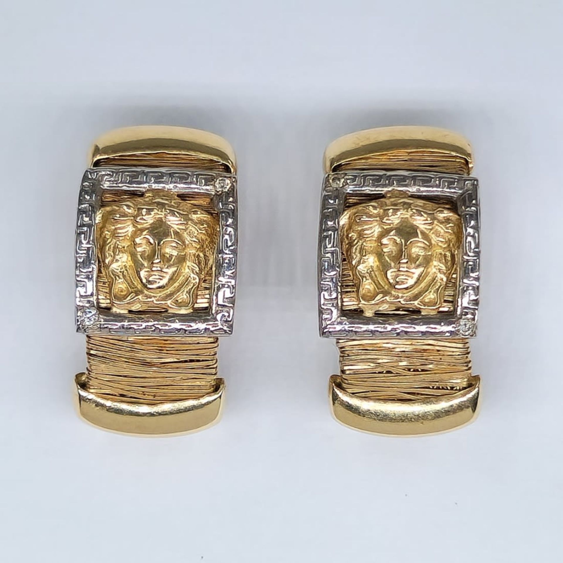 A pair of gold earrings made of 14 carat yellow gold, signed, Weight: 12.16 grams in total, Width: - Bild 2 aus 5