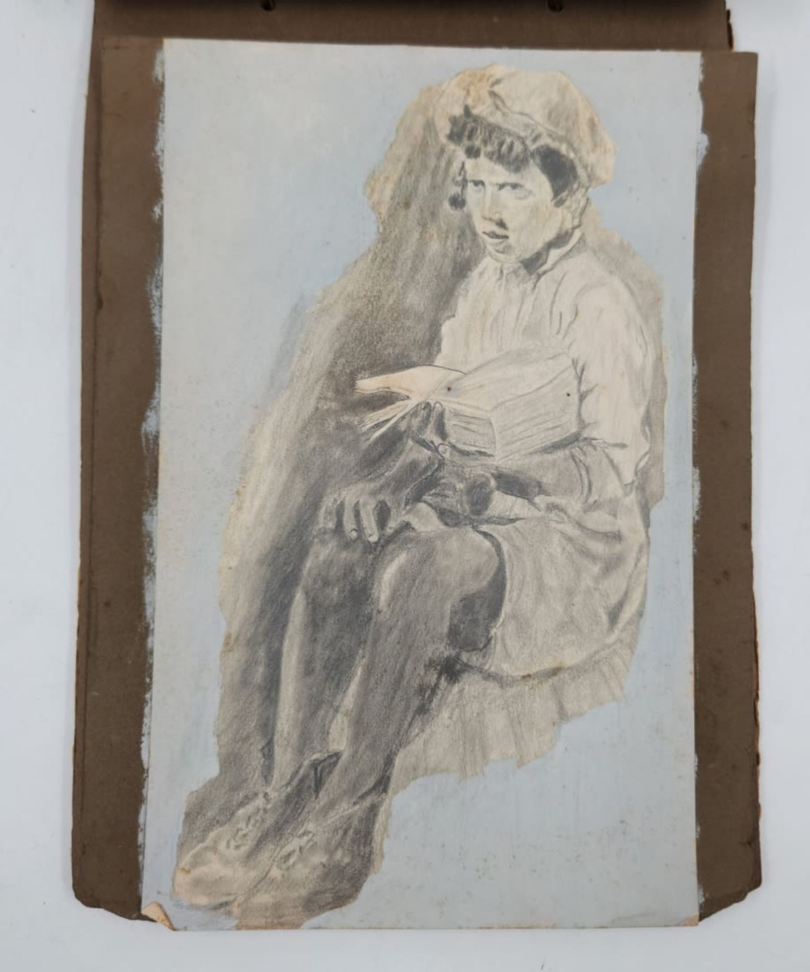 11 drawings of Jewish man, J. Shoham, pencil on paper, some stains, signed: J. Shoham pasted in an - Image 11 of 12