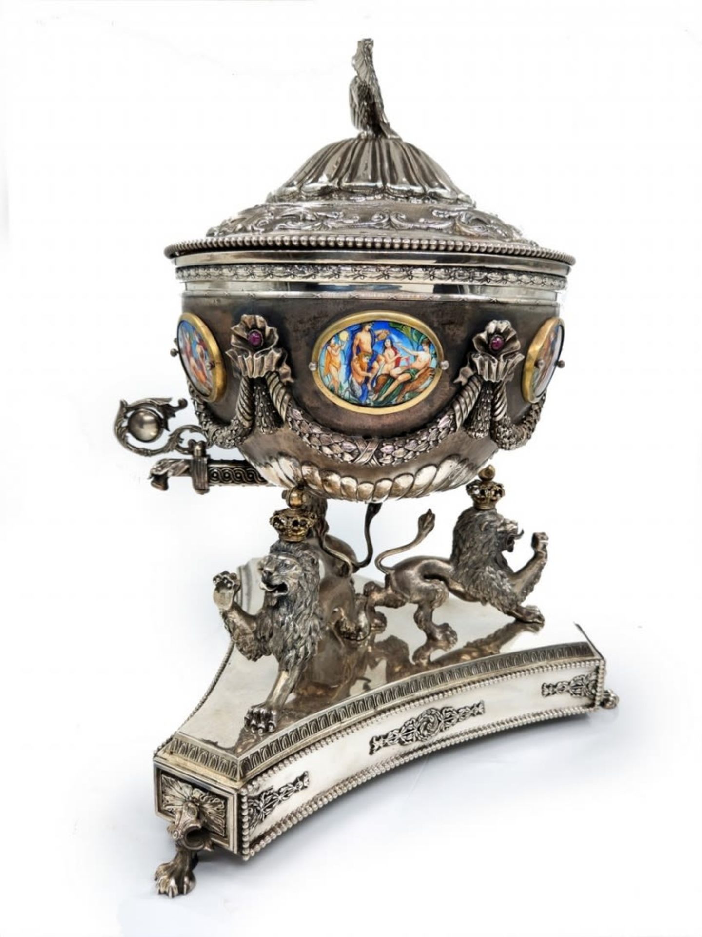 Wine large high-quality and impressive Samovar, made of silver, 'sterling' (925) and enamel., the - Bild 2 aus 21