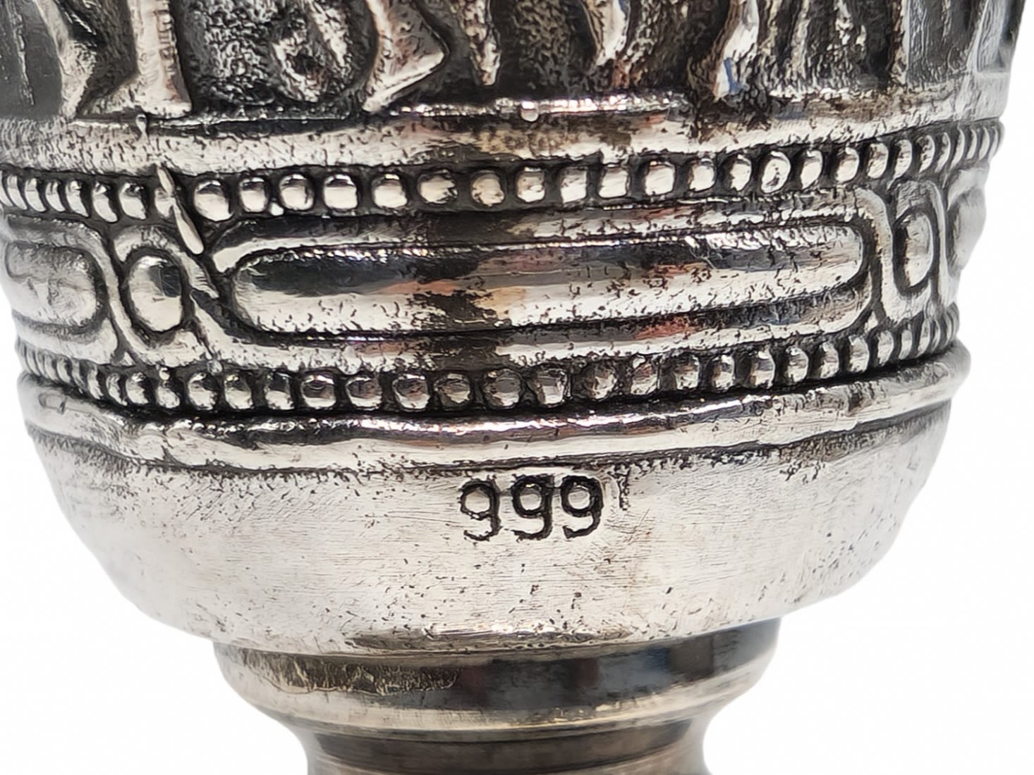 Impressive and tall silver cup for sanctification (Kiddush), made of 'sterling' silver (925), - Image 5 of 5