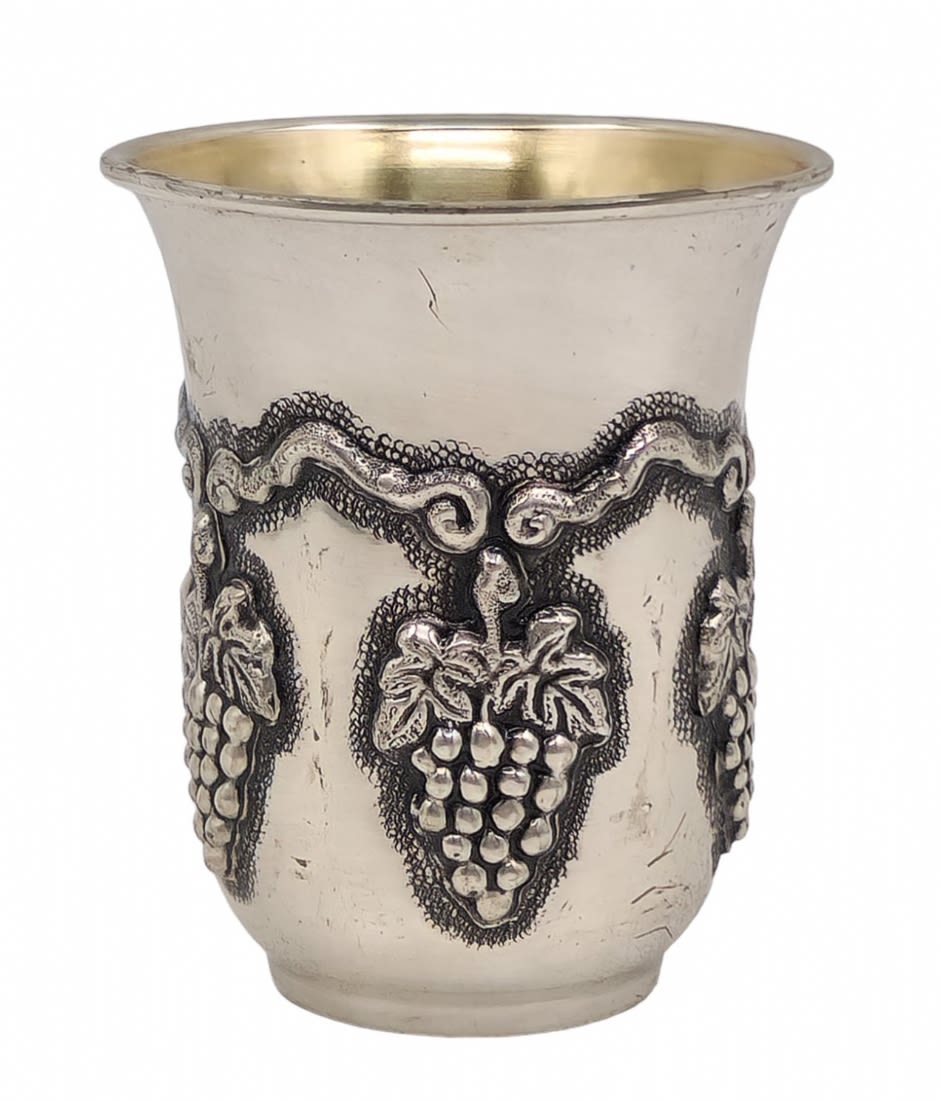 A cup for sanctification (Kiddush) made of silver, sterling 925, gold-plated on the inside,