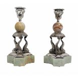 A pair of impressive and very high-quality candlesticks sculpted in the shape of fish, made of '